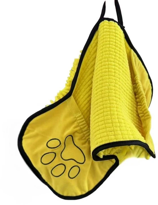 Asciugamano per Animali - Asciugamano Microfibra Rapido Assorbente - Lavabile in Macchina - Con Borsa - Adatto per Cani, Gatti, Puppi, Zampe - S (62x25)
