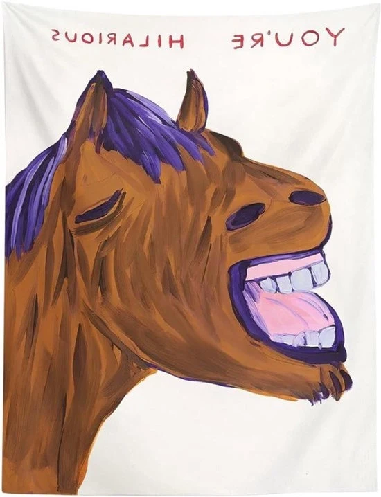 Tappeto di fondo decorativo con disegno di cavalli - Testo divertente 'Sei divertente' - Multifunzionale - Design unico - Decorazione per la camera - Camere da letto - Soggiorno - Regalo di compleanno