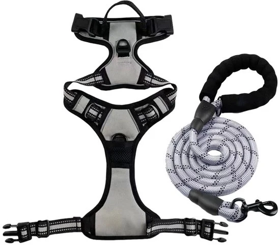 Accessorio per cane, non riflettente, piccolo accessorio per cane regolabile, facile da indossare, accessorio per cane per passeggiate viaggi ad alta resistenza, con cavo di traino, S - grigio