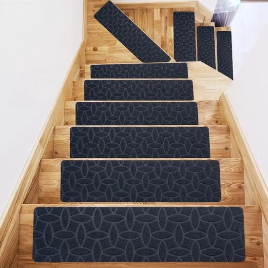 Materassini in legno per scale - 4 pacchi - tappeti antisliporto per scale - adesivi - 20x76 cm riutilizzabili - tappeti antisliporto per scale - tappeti in rilievo con pelo - tappeti di sicurezza - facile da installare - per scale in legno per interni