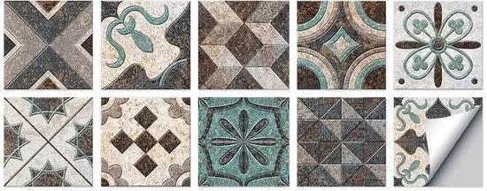 Set di 10 adesivi per piastrelle autoadesivi 15 x 15 cm decorazione per piastrelle adesivi per parete per casa, bagno, impermeabili adesivi PVC per piastrelle, cucina, decorazione per parete impermeabile, adatta per soggiorno, cucina, bagno, decorazione
