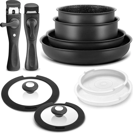 Set di pentole - Pentola con coperchio - Pentola da stufato - Padella - Wok