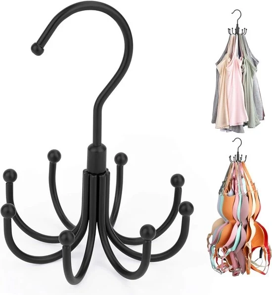 Organizzatore per magliette, doppio set di organizzatori per magliette rotativi per armadio, capacità di stoccaggio massima 48, supporto per maglietta sport, organizzatori di spazio risparmiato in metallo per armadi e spazio di stoccaggio - nero