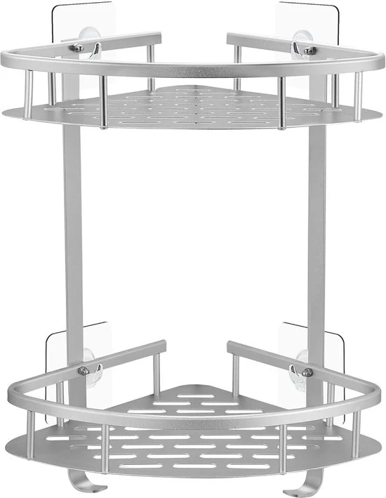 Sostegno angolare per bagno - Spaziale - 1 pezzo - Alluminio - 22x22x36,5 cm