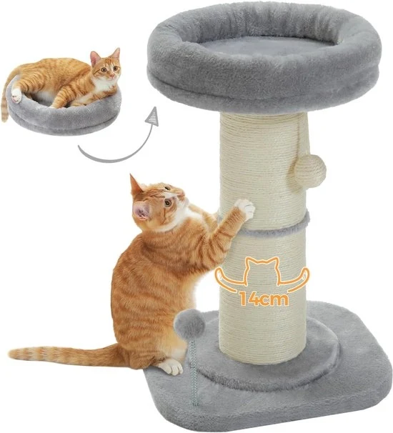 Palo per gatti con superficie morbida - per gatti da appartamento - grigio - 1 pezzo