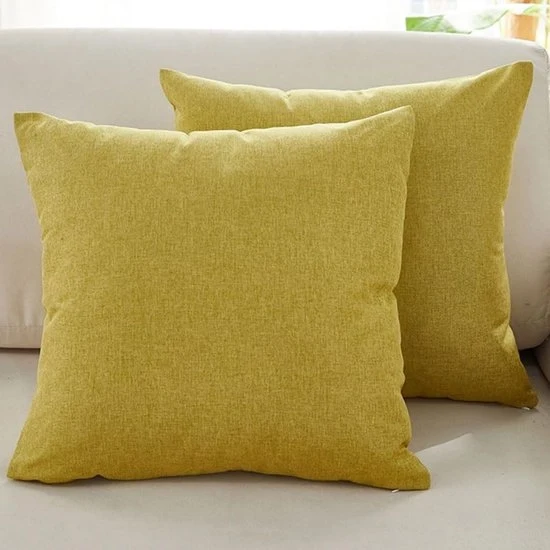 Set di cuscini per divani - Lotto da 2 - Cuscini di lino fine - Cuscini di comfort per decorazione - Slip copricuscino moderno decorativo - Per divano Sala soggiorno Terrazza - 45x45cm - Giallo