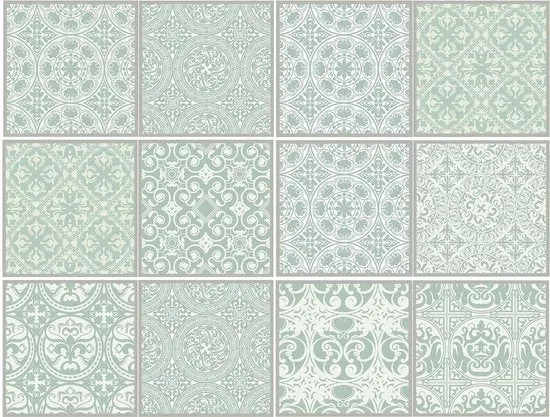Set di 12 Tegole Decorative con Motivi e Ornamenti - 15 x 15 cm - Finishing Satin