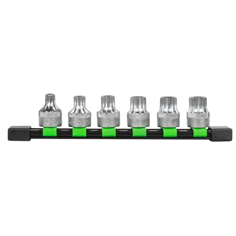 SET DI 6 INSERTI XZN INVIOLABILI A 12 DENTI CON BUSSOLE 1/2" 51409 JBM