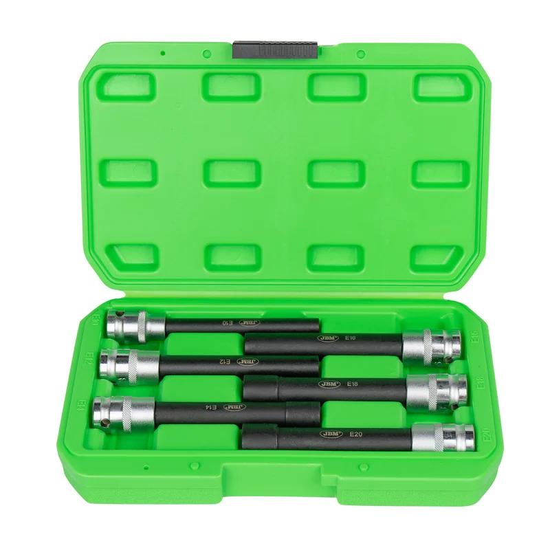 SET DI 6 BUSSOLE TORX TIPO E EXTRA LUNGHE 1/2" – FINITURA ZINCATA 53915 JBM
