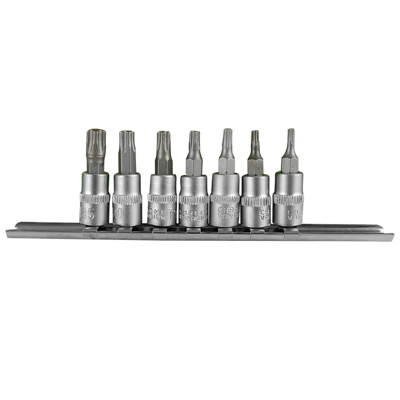SET DI 7 INSERTI TS INVIOLABILI A 5 DENTI CON BUSSOLE 1/4" 51746 JBM