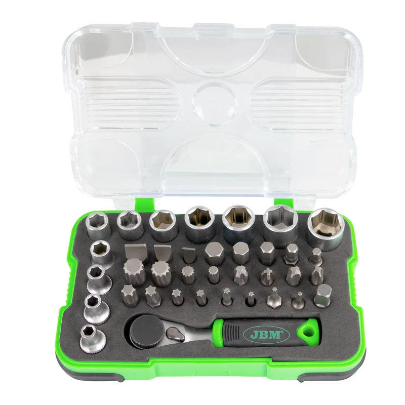MINI SET DI 37 INSERTI E BUSSOLE CON CRICCHETTO 1/4" 53156 JBM