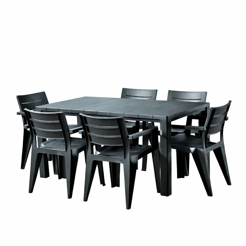 Set da giardino con tavolo + 6 sedie graphite Julie | Keter
