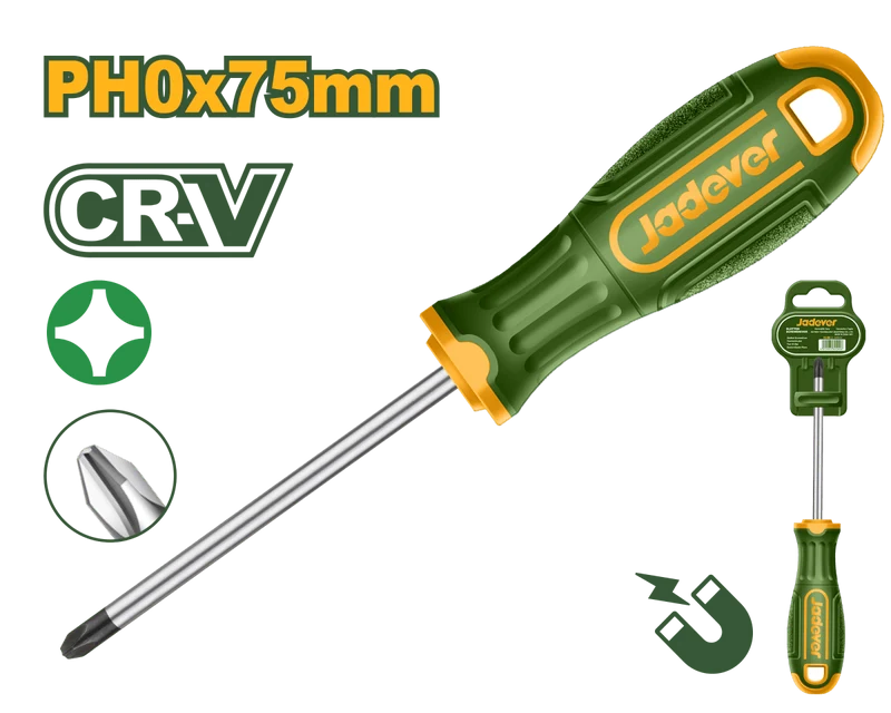 Cacciavite a Croce Phillips PH0 x 75 mm Cr-V con Punta Magnetica