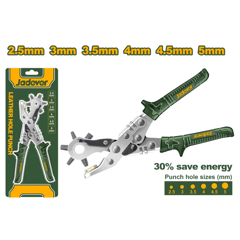 Pinza perforatrice Jadever 10” a 6 fori per cuoio e materiali flessibili