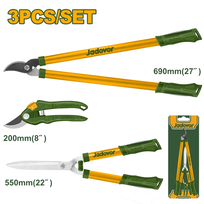 Set 3 Attrezzi da Giardinaggio con Forbici, Cesoie e Troncarami