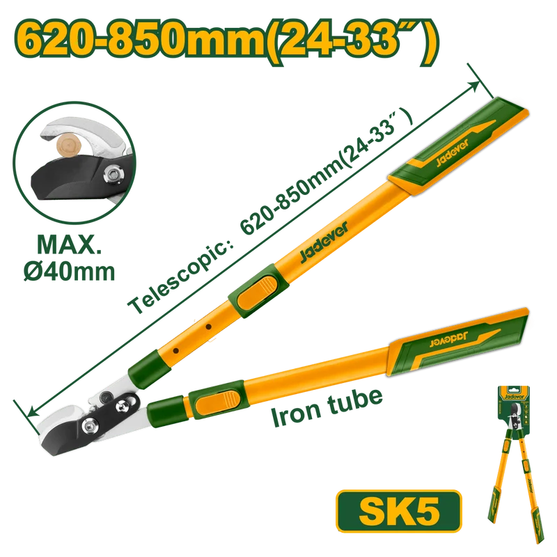 Troncarami Telescopico a Bypass 620–850 mm in Acciaio SK5 con Lama al Teflon