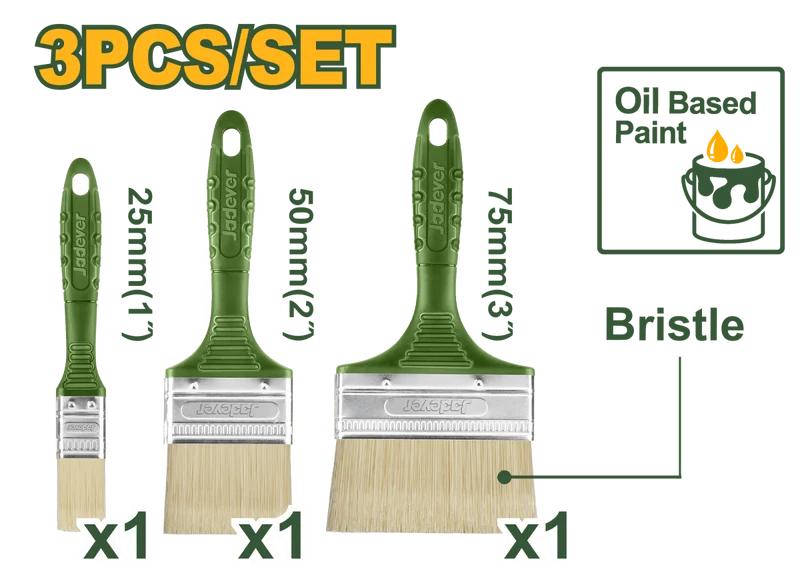 Set Pennelli da Pittura per Vernici a Olio 3 Pezzi Jadever