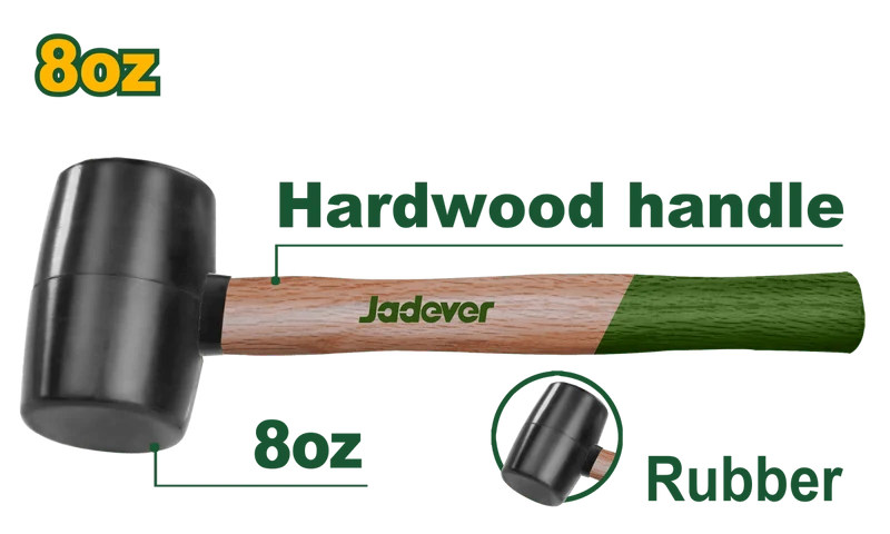 Martello in Gomma con Manico in Legno 8oz e 16oz Jadever
