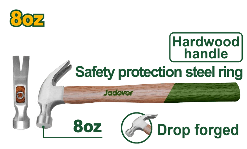Martello Carpentiere Jadever 8 oz (220 g) con Manico in Legno