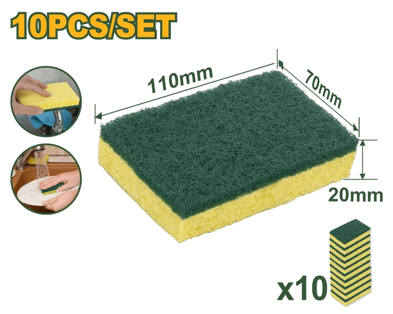 Spugna doppia superficie per pulizia e stuccatura 11×7×2 cm – Set 10 pezzi