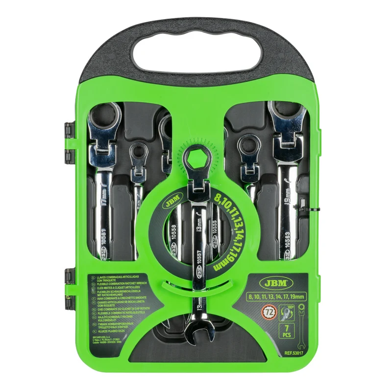 SET DI 7 CHIAVI COMBINATE ARTICOLATE CON CRICCHETTO 53017 JBM