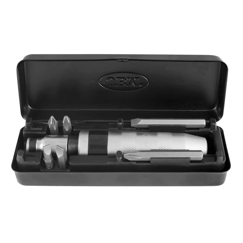 VALIGETTA METALLICA CON CACCIAVITE A PERCUSSIONE 1/2" E SET DI 6 PUNTE 53694 JBM