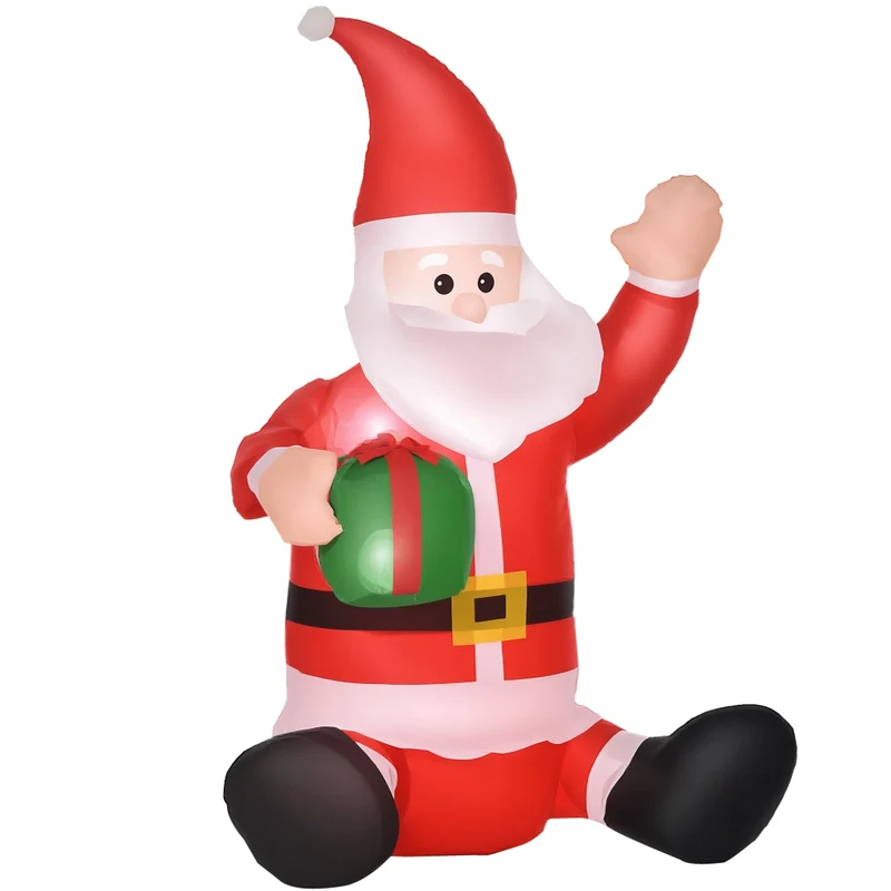 Babbo Natale Gonfiabile 120cm Decorazione Natalizia Impermeabile con Luci LED per Giardino ed Esterno