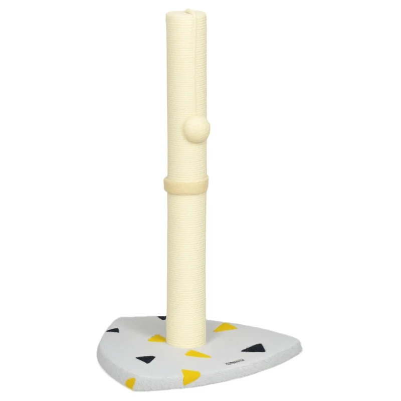 Tiragraffi per gatti con pallina gioco corda in iuta grigio chiaro e beige compatto 35 x 35 x 62 cm
