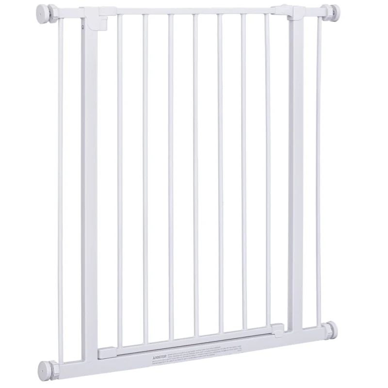 Cancelletto di Sicurezza per Animali in Acciaio Bianco Estensibile 76x76-82cm Fissaggio a Pressione Facile da Montare per Casa