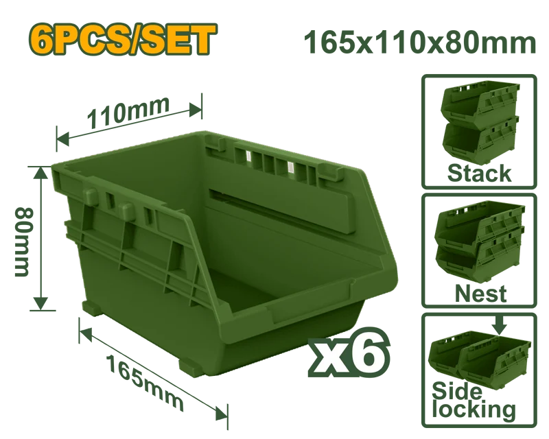 Set 6 Cassette Porta Minuteria Jadever Impilabili in Plastica PP