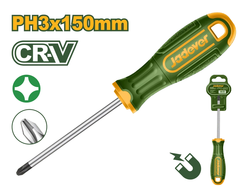 Cacciavite a Croce Phillips PH3 Jadever Cr-V con Punta Magnetica