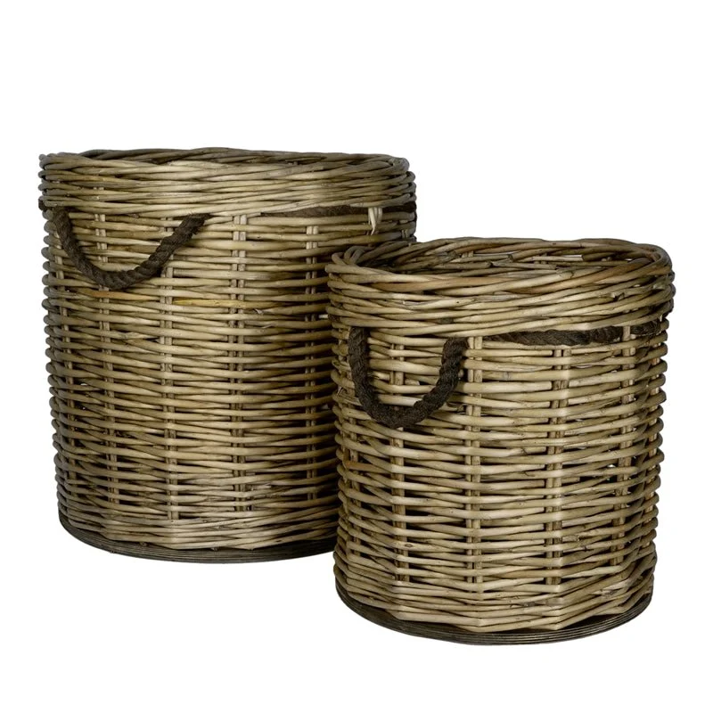Cesto Tondo in Vimini con Manici – Set Naturale Decorativo