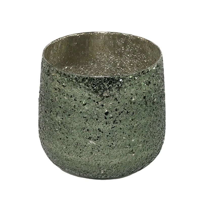 Vaso Verde in Vetro Decorativo – Diametro 19 cm