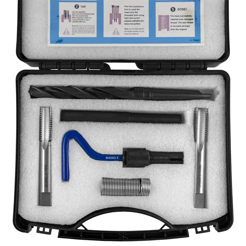 SET DI RIPARAZIONE FILETTI CON INSERTI HELICOIL M20X2,5 51899 JBM