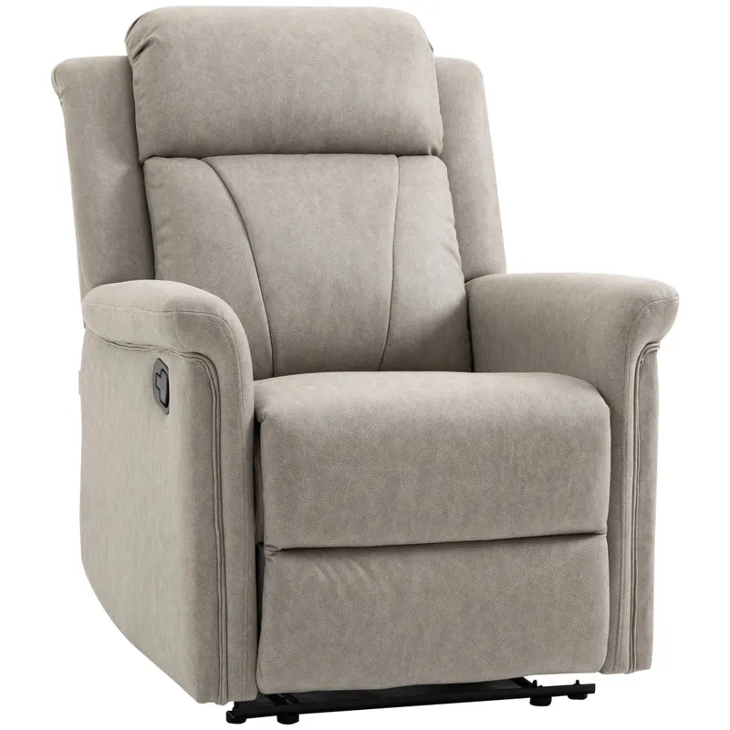 Poltrona Reclinabile Manuale 135° con Poggiapiedi, Struttura in Metallo Robusta per Soggiorno e Casa, 78x96x102 cm, Grigio