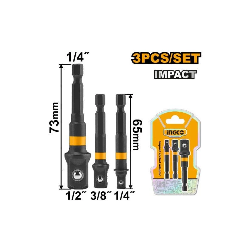 Set 3 Adattatori per Bussole ad Impatto 1/4" – 3/8" – 1/2"