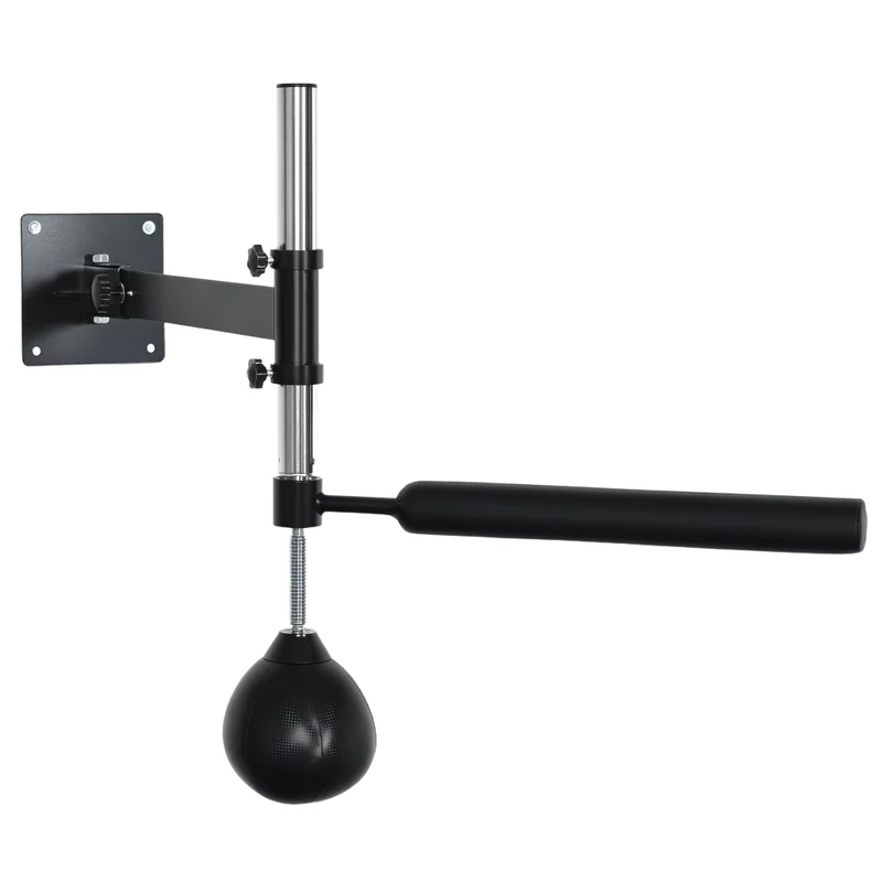 Speed Bag a Parete per Boxe e MMA con Asta Regolabile in Acciaio e PU, Punching Ball da Casa, 79x72x20 cm, Nero