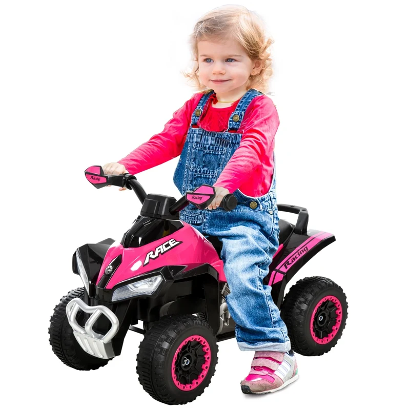 Mini Quad a Spinta per Bambini 18-36 Mesi, Moto Cavalcabile con Luci e Musiche in PP e Metallo, 67.5x38x44 cm, Rosa