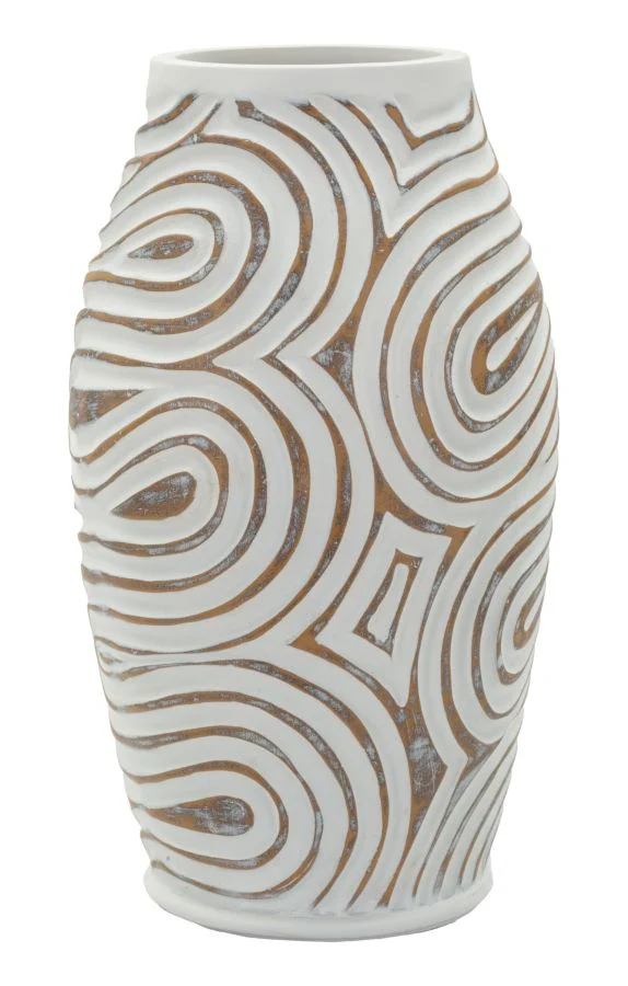 Vaso Resina Oblix Ø19,5x35 cm in Resina Bianco effetto lavato