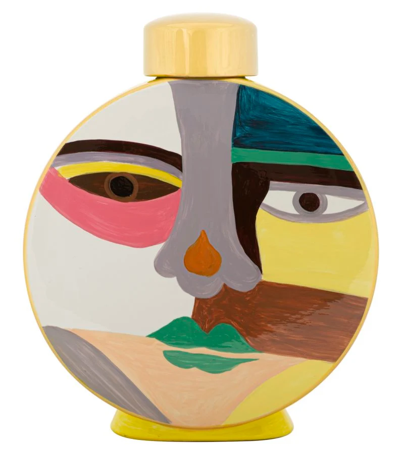Vaso Piccassy Color Round 23x9x28 cm in Ceramica Multicolor