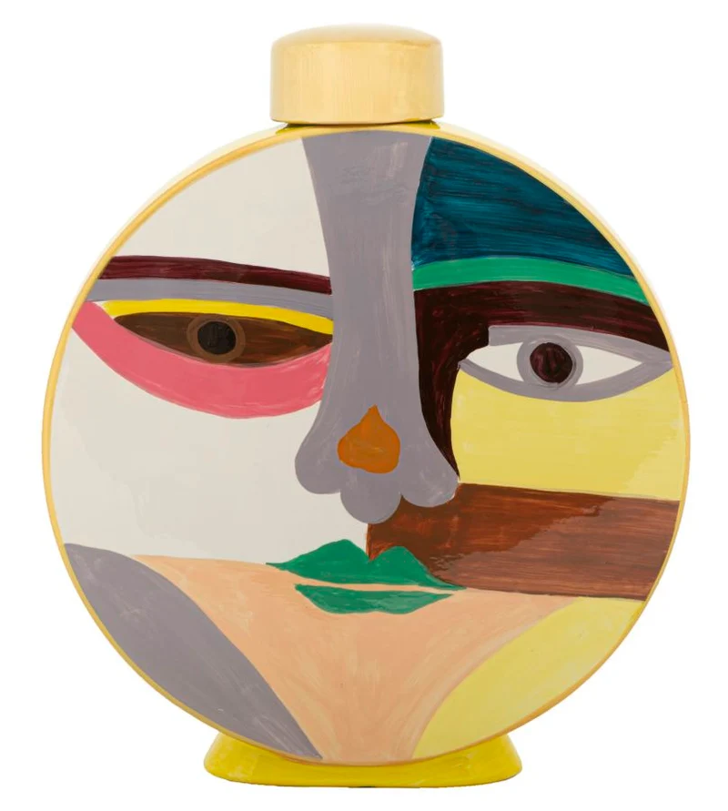 Vaso Piccassy Color Round 28x9x33 cm in Ceramica Multicolor