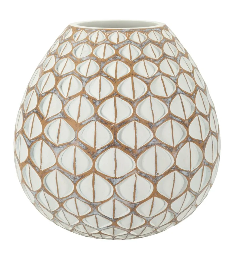 Vaso Resina Tibet Ø27x27 cm in Resina Bianco effetto lavato