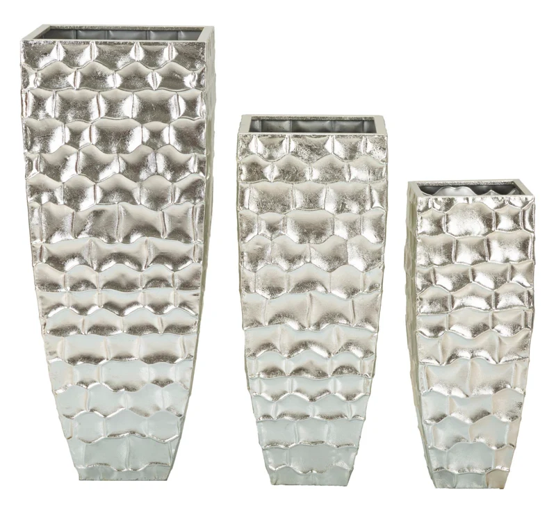 Porta Vasi Tris Argy Ø38x91 cm - Ø30,5x76 cm - Ø25x62 cm in Ferro Argento