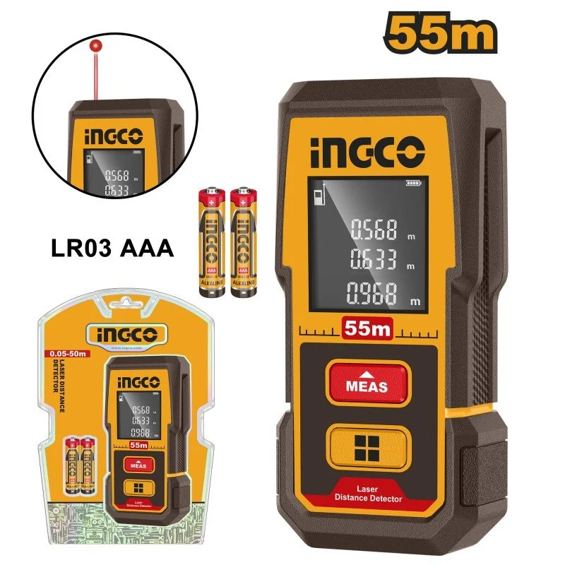 Metro Laser Digitale 0,05–55 m INGCO – Misurazioni Precise e Veloci