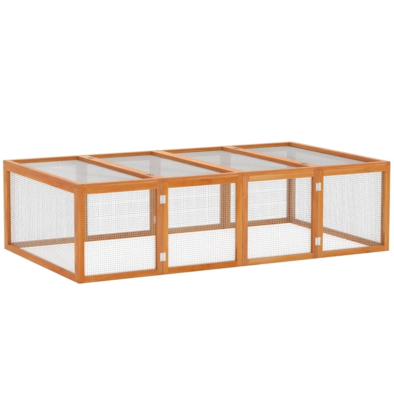 Conigliera Gabbia per Conigli da Esterno e Interno in Legno Massello di Pino con 2 Porte Superiori Recinto Giardino 181x100x48 cm