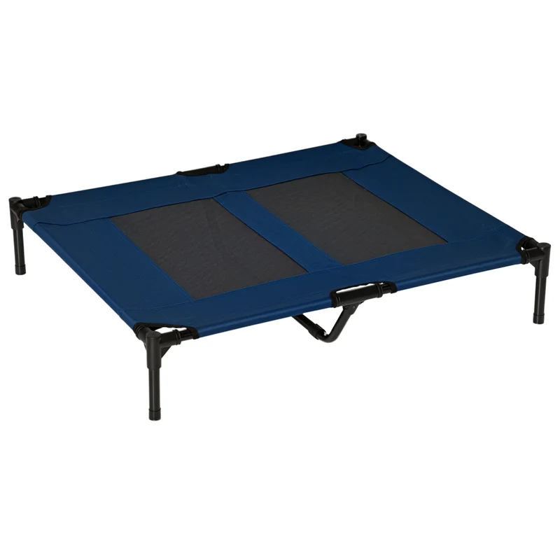 Lettino rialzato per cani con rete mesh lavabile e telaio in metallo, per giardino e campeggio, 92 x 76 x 18 cm, blu