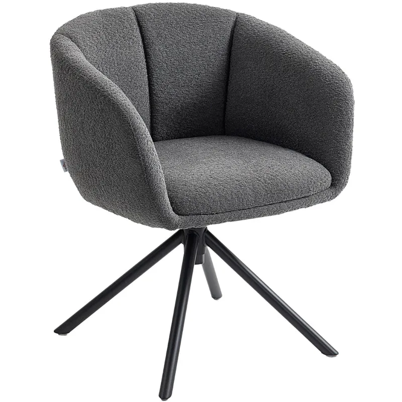 Poltrona girevole da salotto sedia imbottita grigio scuro con gambe in metallo design moderno portata 120 kg