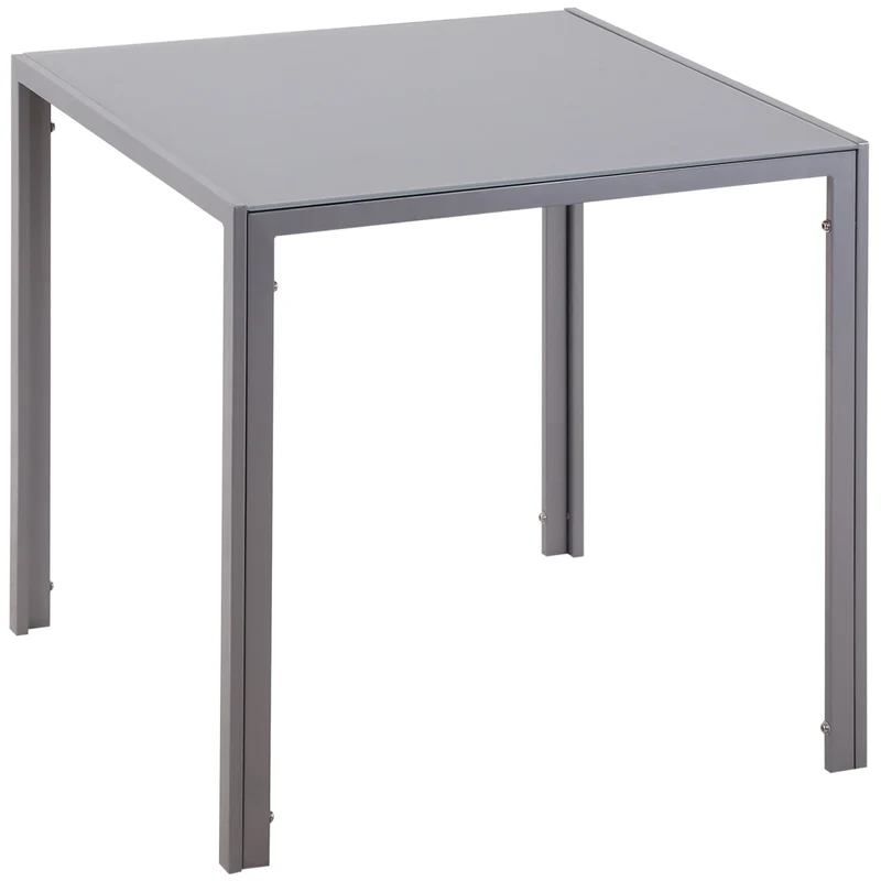 Tavolo da Pranzo Quadrato in Vetro Temperato 6 mm e Metallo Grigio, Tavolo da Cucina Compatto e Moderno per Casa
