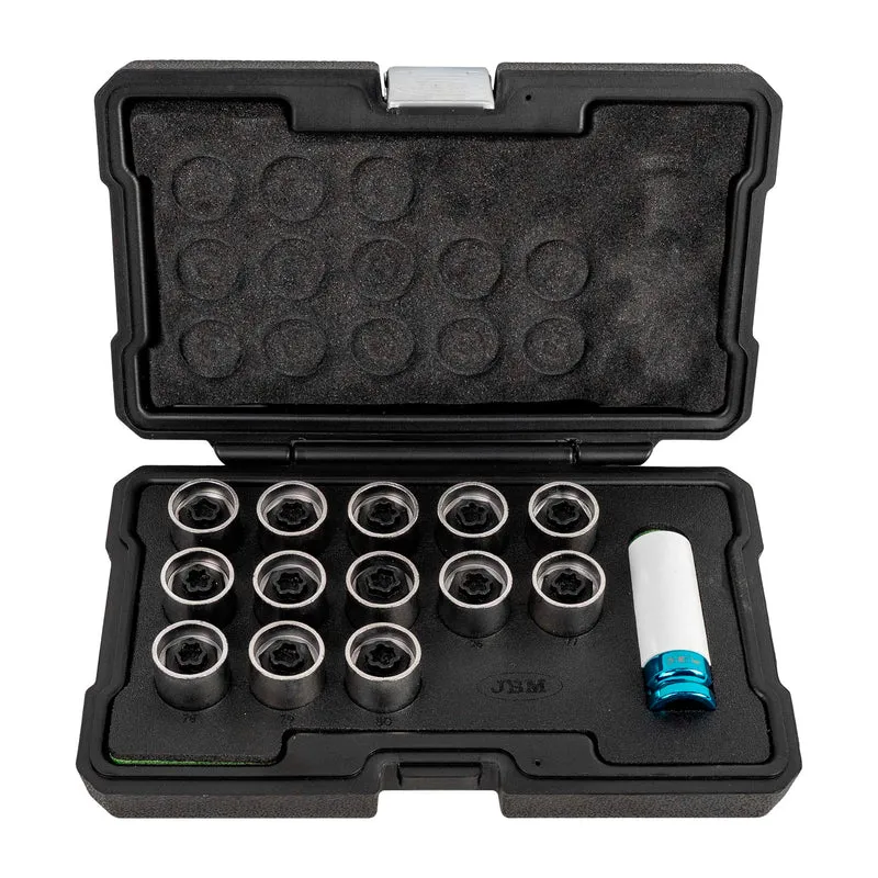 SET DI 14 CHIAVI PER BULLONE DI BLOCCO RUOTA PER BMW/MINI 54818 JBM