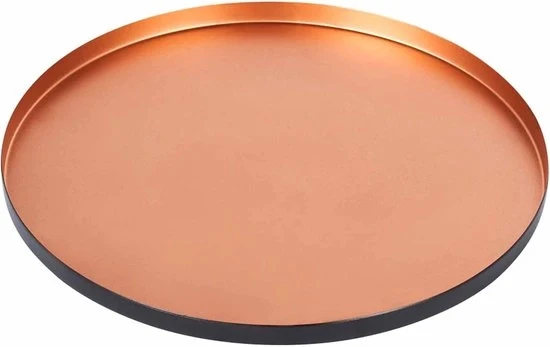 Piatto di servizio rotondo orientale - decorativo - 1 pezzo - nero/ottone - 25,5 cm